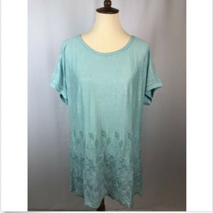 Soft Surroundings Blue Sequin Eyelet Shirt S/M NEW